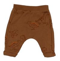 Hnědé tepláky s dinosaury Tu