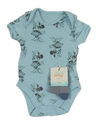 2set - Svetlomodré body s Minnií + pruhované ponožky