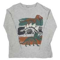 Sivé melírované tričko s dinosaurami Dopodopo