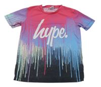 Ružovo-modré vzorované tričko s logom zn. Hype