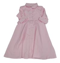 Ružovo-biele pruhované šaty s golierikom Shein