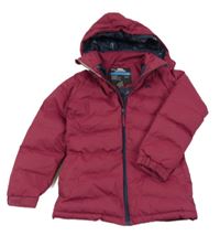Malinová funkční šusťáková prošívaná zimní bunda s odepínací kapucí Trespass