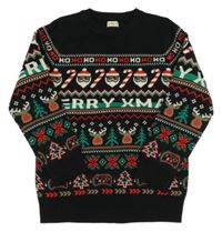 Čierny sveter s vánočním motívom F&F