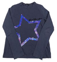 Tmavomodré triko s hvězdičkou z flitrů George