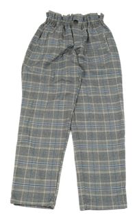 Tmavomodro-oranžové kockované nohavice Zara