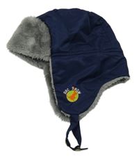 Tmavomodrá šusťáková beranice s kožešinou