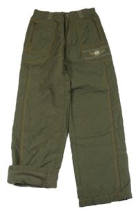 Khaki šusťákové podšité kalhoty s nášivkou Popociano