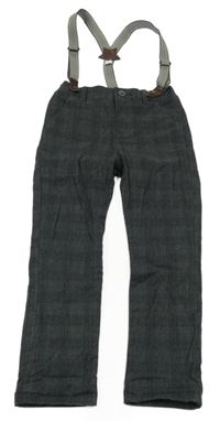 Šedé kostkované rifle s odepínacími kšandami F&F