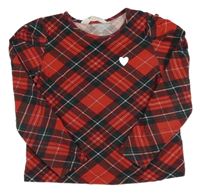 Červeno-farebné kockované tričko so srdiečkom H&M