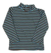 Tmavomodro-modro-oranžové pruhované tričko s rolákom Lupilu