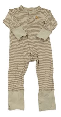 Béžovo-hnědý pruhovaný overal s liškou Tchibo