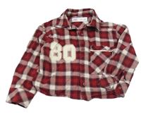 Červeno-bílo-černá kostkovaná crop halenka s číslem Zara