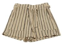 Pudrovo-černé pruhované sukňové kraťasy s páskem Page One Young