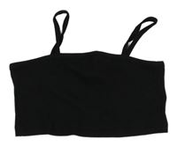 Čierny rebrovaný crop top Shein