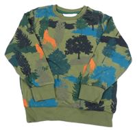 Khaki mikina s vlky a stromami M&S