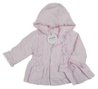 Nové - Světlerůžový plátěný kabátek s volánky a kapucí Blue Baby 