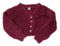 Vínový chlpatý oversize crop prepínaci sveter Dopodopo