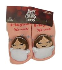 Nové - Broskvové ponožky s andělíčky 