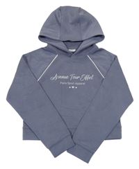 Modrošedá oversize mikina s nápisom a kapucňou