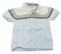 Světlemodro-bielo-sivé pruhované úpletové polo tričko EMILE ET ROSE