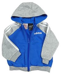Modro-šedá propínací mikina s kapucí Adidas