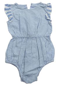 Modro-bílé plátěné laclové kraťasy s volánky Matalan 