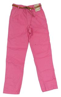 Ružové chino plátenné nohavice s opaskom Denim Co.
