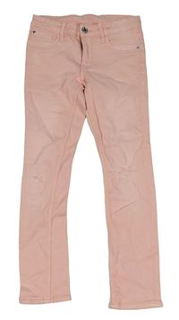 Světlerůžové skinny fit rifle s prošoupáním H&M