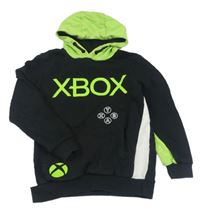 Červeno-bílo-limetková mikina s X-BOX a kapsou a kapucí George