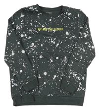 Tmavošedo-biela skvrnitá mikina s nápisom PRIMARK