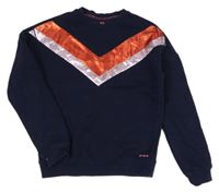 Tmavomodrá mikina s metalickými pruhmi WE