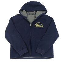 Tmavomodrá fleecová thermo bunda s výšivkou a kapucňou zn. promodoro