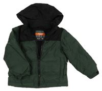 Kaki-čierna šušťáková zimná bunda s ukrývací kapucňou Primark