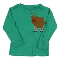 Zelené melírované tričko so sobem/kapsou Next