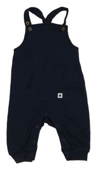 Tmavomodré žebrované laclové tepláky s kapsou s hvězdičkou Topomini