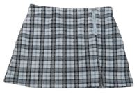 Světlemodro-čierna kockovaná sukňa so zipsom C&A