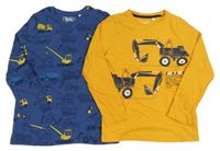 2x - Triko se stavebními stroji - Tmavomodré, hořčicové C&A