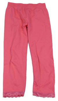 Tmavoružové crop legíny s čipkou Ergee