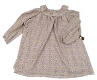 Nové - světlebéžovo-levandulové kvietkovane oversize šaty s golierikom St. Bernard