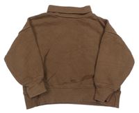 Tmavohnedá oversize mikina s rolákom ZARA