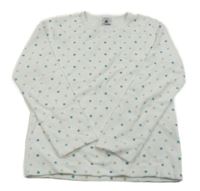 Biela zamatová mikina s hviezdičkami PETIT BATEAU