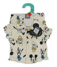 Nové - 2Set - Smotanová tričková košeľa s Mickey s kamarády + teplákové kraťasy PRIMARK