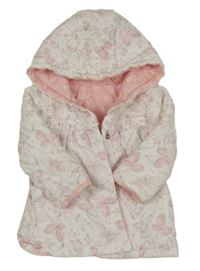 Bílý zateplený oboustranný kabátek s motýlky a volánky a kapucí George