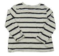 Světlešedo-černé pruhované melírované triko s kapsou F&F