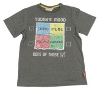 Sivé melírované tričko s emoji z překlápěcích flitrů C&A