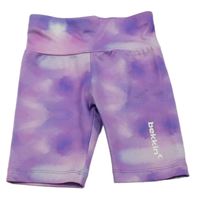 Fialovo-růžovo-bílo-tmavofialové batikované elastické sportovní kraťasy bekkin