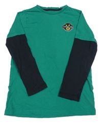 Tmavozeleno-černé triko s nášivkou a nápisy F&F