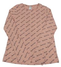 Růžové triko s nápisy C&A