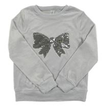 Světlešedofialová plyšová mikina s mašlí s překlápěcími flitry little kids