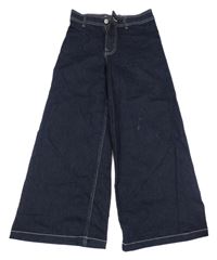 Tmavomodré wide leg crop rifle ZARA